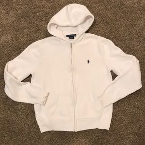 White Ralph Lauren zip up sweater- fits like a SM